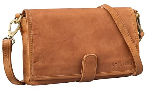 STILORD Serena Kleine Handtasche Damen Leder Umhängetasche Damen klein Schultertasche Damen Leder Crossbody Bag Damen Vintage Ledertasche Echtleder Farbe:mocca - dunkelbraun
