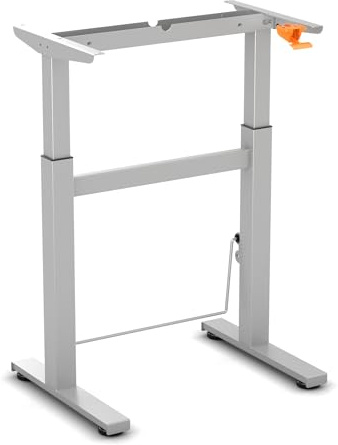 Worktrainer - BouncyDesk Kleiner Höhenverstellbarer Schreibtisch Gestell – Stufenlos höhenverstellbares Gasfeder-Schreibtischgestell - Höhe 69-106 cm - Breite 65 cm - Silber - Mit Fußschaukel