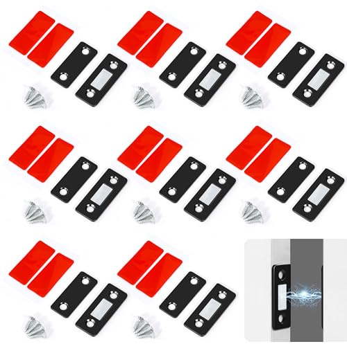 Heveer Magnetschnäpper Magnetverschluss Magnetische Türverschlüsse Edelstahl Türmagnet für Schranktüren Schubladen 8 Stück Schwarz