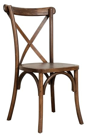 Biscottini Sedia Cucina Vintage legno di frassino L42xPR43xH88 - Sedie sala da pranzo - Sedie cucina - Sedie sala da pranzo legno - Sedie da soggiorno seduta in rattan Cross (Noce/Legno)