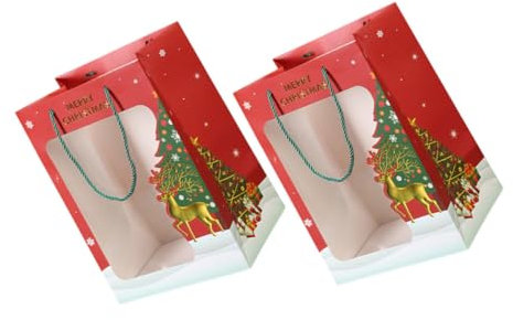 MOLUCKFU 2stücke Weihnachtsgeschenkbeutel Mit Weihnachtsmuster Handgefertigte Papiertüten Für Süßigkeiten Und Snacks Für Festlichkeiten Und