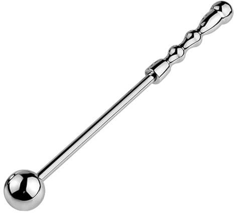 BDSMLOVE Anal Plug Butt Plug, Stainless Steel Ball Anal Plug with Extended Handle, Anal Beads Plug Prostate Adult Toys Anal Sex Toys for Men Women (S)