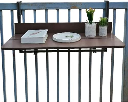 Balkonhängetisch für den Außenbereich, Garten, klappbarer Geländertisch für Balkon, Bar, Beistelltisch für kleine Räume (60 x 37)