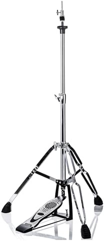 Vaisoeny Hi Hat Stand, Stainless 3-Leg High Hat Stand (1 Pipe Diameter) | Double-Braced Design with Widder Non-Slip Rubber Feets and Memory Locks, Adjustable Height 60 cm to 100 cm (V-CC-VZ10)