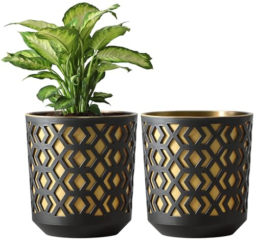 KONZEPT Blumentopf Set 2 Stück – 25 cm Durchmesser, große Übertöpfe aus Kunststoff für Zimmerpflanzen ideal für Wohnzimmer, Küche und Balkon