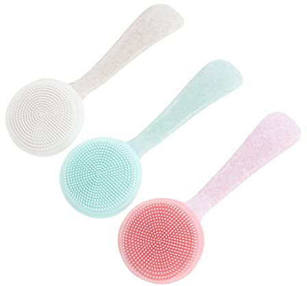 FRCOLOR Manuelle Silikon Gesichtsreinigungsbürste 3 Stück zur Tiefen Porenreinigung und Sanften Gesichtsmassage für Effektive Hautpflege Zufällige Farbe