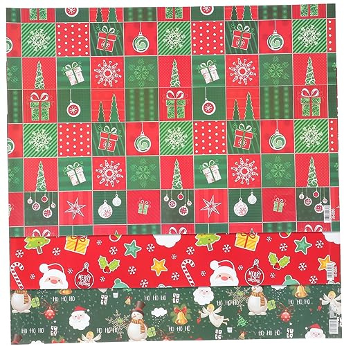 WATIIFUFU 3rollen Verpackungspapier Mit Weihnachtselementen Geschenkpapier Für Feiertage Und Partys Geschenkpapierrolle Aus Hochwertigem Papiermaterial