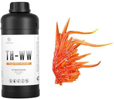 RESIONE 3D Resin Water Washable: TH-WW Transparent Tough Resin 3D mit Dauerhaft rissbeständig für Miniaturen/Animations-Spezialeffektteile - Flammenorange 1000g