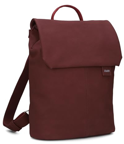 Zwei Damen City-Rucksack Mademoiselle.M MR13 Tagesrucksack 7 Liter, gepolstertes Laptopfach, Magnet-Verschlussklappe, Hauptfach mit Reißverschluss, Rückenpolsterung (rubin)