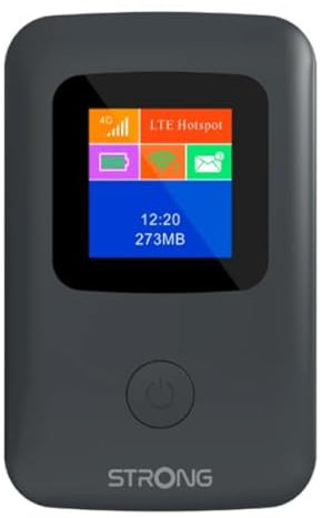 STRONG Router WiFi Portátil con SIM, Pantalla a Color, 4G LTE CAT4 150 Mbps, Hotspot WiFi Portátil para Viajes, Conecta hasta 10 Dispositivos, Batería 2100mAh, USB-C, Función Power Bank (150CD)