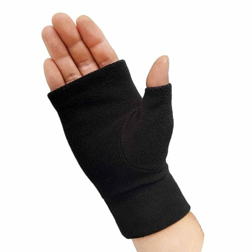 Fleece Fingerlose Handschuhe mit Handgelenkwärmern für Damen Herren Weiche Halbfingerhandschuhe mit Daumenloch Touchscreen Handschuhe Warm Winterhandschuhe Fahrhandschuhe für Radfahren Laufen Arbeiten