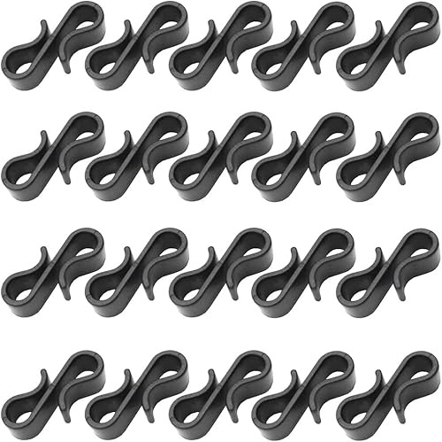 Sixstore Gutter Hooks for Outdoor Lights, 50 pcs Plastic S Gutter Clips for Hanging Outside String Lights, Icicle Fairy Lights, Christmas Tree Decorations, Black