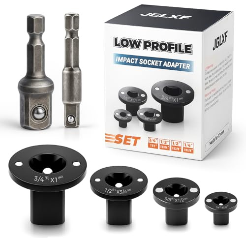 4PCS Low Profile Impact Socket Adapter Set,3/8 to 1/2, 1/4 to 3/8, 3/4 to 1, 1/2 to 3/4 Drive Ratchet Adapter Set,Designed for Tight Spaces,Automotive,DIY,Industry