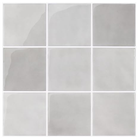 COMSTICKC Più Spesse Piastrelle Adesive Cucina Bagno 10 Pezzi 30,5x30,5cm | Adesivi per Piastrelle Bagno, Murali 3D Autoadesivo Cucina Decorativi, Impermeabili, Spessore 2,5 mm, Grigio Chiaro