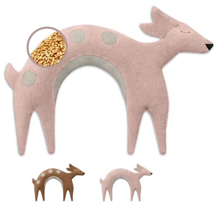 LESCHI Wheat Bag Microwavable - 100% Organic Cotton and Organic Wheat - Fawn Rosa - Microwave Pillow, Unscented - Snug Grain Pillow Ideal for Tension in Back, Neck and Shoulders