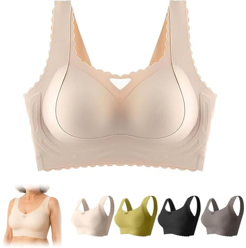 YGSIKY Reggiseni Push-up Senza Ferretto per Anziani, Comodi Reggiseni correttori del Seno di Grandi Dimensioni per Anziani, Copertura Completa della Coppa, Forte Sostegno