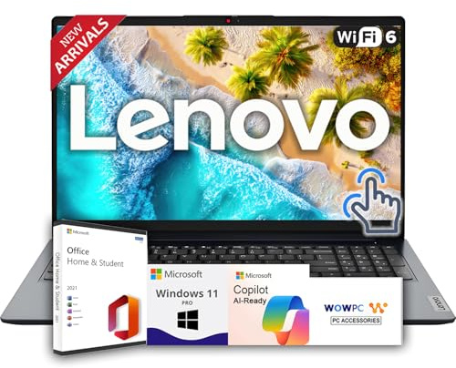 Lenovo Computer portatile touchscreen da 15,6 pollici edizione 2025-2026, laptop aziendale e per studenti, Intel Core i5-1335U (supera i7-1255U), 16 GB di RAM, SSD da 1 TB, Wi-Fi 6, design ultra