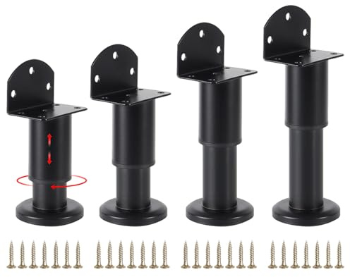 Lvjkes 4 stycken möbelfötter justerbara, L-formade fötter för möbler, möbelfötter justerbara från 8 till 12 cm, skåpfötter lastkapacitet upp till 100 kg, för gör-det-själv möbler arbetsbänkar bord