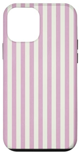 Motivo estetico a strisce pastello lilla e crema Custodia per iPhone 12 mini