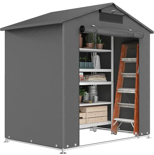Outsunny 1,8 x 1,2 m Outdoor Garden Storage Shed, tenda impermeabile per bici con sfiato e porta arrotolabile con cerniera, per esterni, portatile, per biciclette, grigio scuro