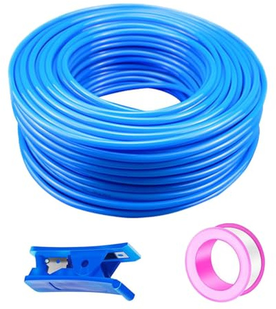 50 Metri Tubo Aria Compressa Poliuretano Blu,Attacco Rapido Tubo Aria 6mm Diametro Esterno 4mm Diametro Interno,Pneumatico per Aria Compressa Adatto Per il di vari Utensili Pneumatici