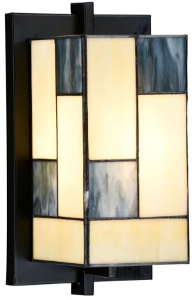 Coloured by Art - Tiffany style Applique Murale Mondriaan - Art Déco | lampe artisanale, verre grijsbleu ciel, Abat-jour multicolore façon vitrail, vintage design, Stained glass style