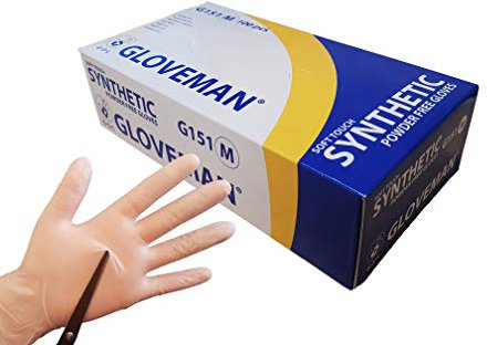 GLOVEMAN Soft Touch Synthetic Powder Free Disposable Gloves (Box of 100) (Medium)