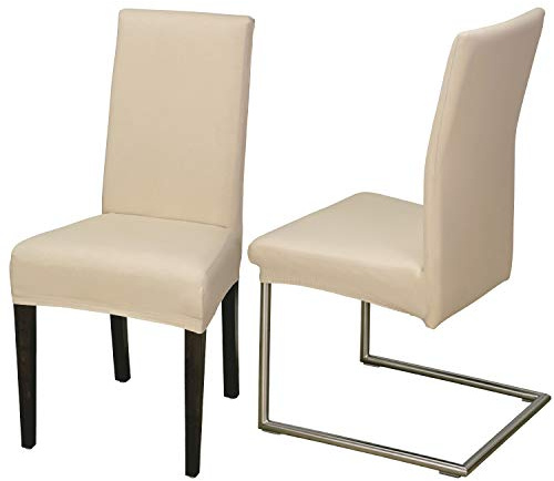 Staboos Stuhlhussen 2er Set - Hohe Elastizität - Stuhlbezug 2er Set - ÖKO TEX Zertifiziert (Beige)