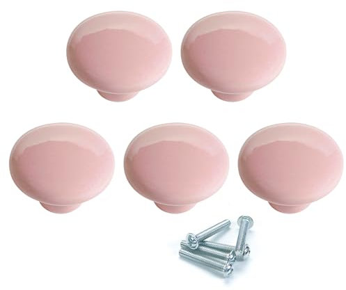 MroMax 5 Stück Vintage Türknauf Runde Form Schublade Schrank Spind Ziehgriffe Kleiderschrank Zuhause Küche schwarz, MRO191107H-0086, Pink Large, 5PCS