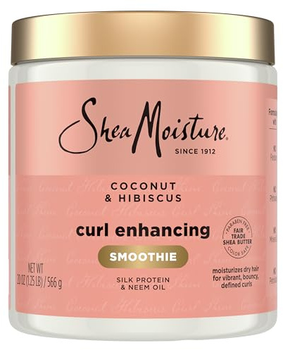 SheaMoisture Curl Enhancing Smoothie Hair Cream Coconut and Hibiscus for Thick, Curly Hair Sulfate Free and Paraben Free Curl Cream 20 oz
