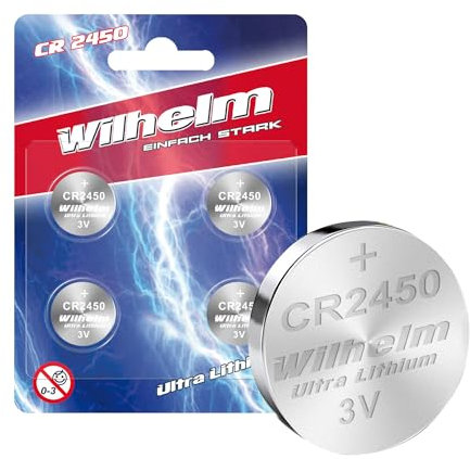 4 x CR2450 WILHELM Lithium Knopfzelle 3V 600mAh ø24,5x5,0mm Batterie DL 2450 CR 2450