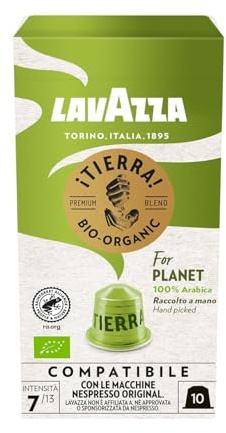 Lavazza Tierra for Planet Arabica-Bohnen, Bio-Organic, 10 Aluminiumkapseln kompatibel mit Nespresso* Originalmaschinen