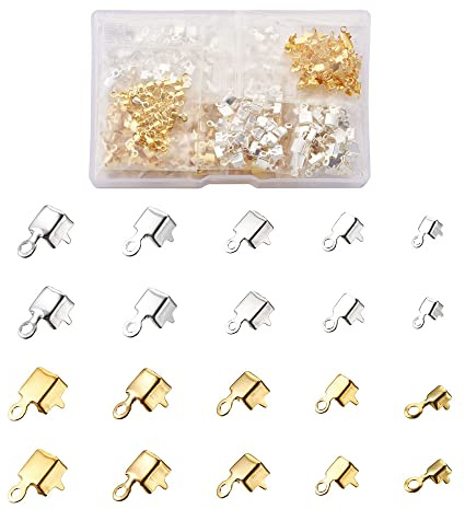 Craftdady 1 Box 500 Stück Messing Cup Chain Ends Strass Cup Chain Connector Silber Gold 5 Größen Findings für Schmuck Ohrringe Charms Herstellung