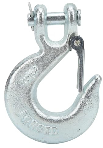 EVGATSAUTO 3/8 Clevis Haken mit Sicherheitsverschluss - 18.000 lbs Tragkraft, 1 Öffnung - Für Anhänger, Kran, Winde, Abschleppseil - Geschmiedeter Stahl