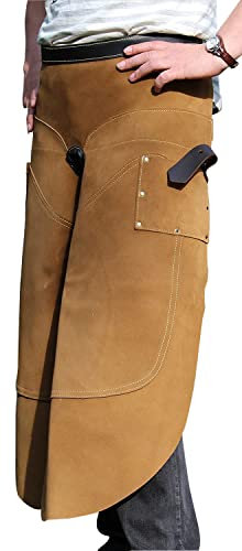 Förster-Fellnest Hufschürze, Schmiedeschürze - SCHMALERE AUSFÜHRUNG - Hufbeschlag-Schürze, stabiles Leder für Hufschmiede, Hufpflege | 85cm lang