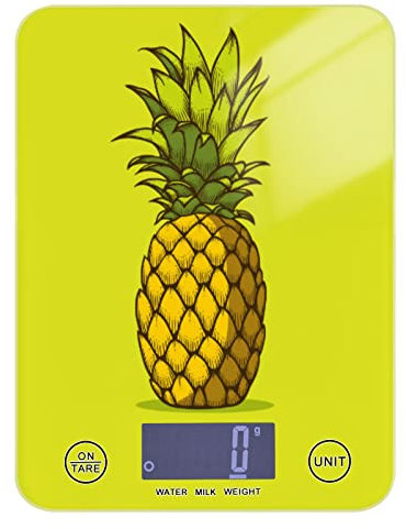 Moyyo Digital Kitchen Scales, Vintage Pineapple Food Scale with Tempered Glass Plamform, Electronic Food Weighing Scale for Cooking and Baking, 1g/0.1oz Precise Graduation, 5g-5kg