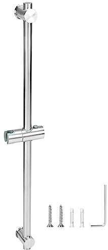 QWORK 80 cm duschstång med flexibel duschhuvudhållare – rostfritt stål SUS 304 – borstad finish – justerbar monteringsbas
