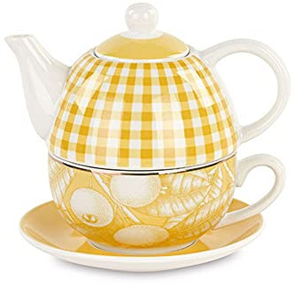 Generico TEIERA con Tazza in Ceramica Colore Giallo 15X16 CM