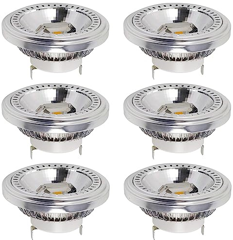 TPMAFF AR111 Bombilla G53 Reflector Luz de inundación 15 vatios COB 1400 lúmenes (equivalente a 120 W ES111) Ángulo de haz de 60 grados Foco AC 85 V -265 V no regulable (paquete de 6)