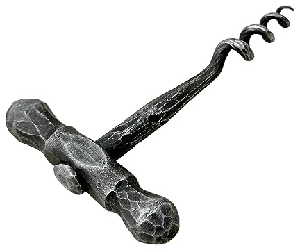 Corkscrew Bottle Opener Hand Forged Corkscrew Wine Bottle Opener with Hammer Handle Wrought Iron Handmade Metal Corkscrew Bottle Opener Heavy Duty Medieval Style Corkscrew Wine Opener BY LIVING IDEAS