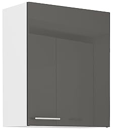 Kuechen-preisbombe Küche Hängeschrank 60 Lara Grau Hochglanz + Weiss matt Küchenzeile Küchenblock