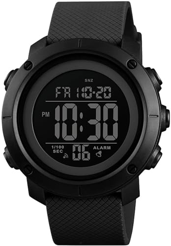 Digital Uhr Herren Sport 50M Wasserdicht Digitale Armbanduhr Herren Sportuhren mit Großen Zahlen Stoppuhr Coutdown Duale Zeitzone Militärische Digitaluhr für Jungen Senioren Wecker 12/24H Anzeige