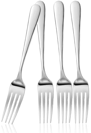 ATB Dinner Forks 8 Inches Stainless Steel Forks Silverware Kitchen Forks Heavy Duty Metal Forks For Home, Kitchen Or Restaurant, Dishwasher Safe (4)