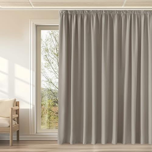 KGORGE Raumteiler Vorhang Blickdicht Thermovorhang Hitzeschutz Kräuselband | Sandfarben,1er Set,H240 x B300 cm,Thermo Vorhang gegen Hitze für Schienensystem,Verdunkelung,Sonnenschutz,für Wohnzimmer