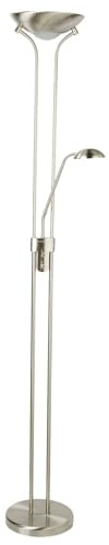 Licht-Erlebnisse LED Deckenfluter mit Leselampe dimmbar 180 cm in Silber satiniert Modern 3000 K 1887 lm warmweiß Stehlampe Wohnzimmer Sehleuchte