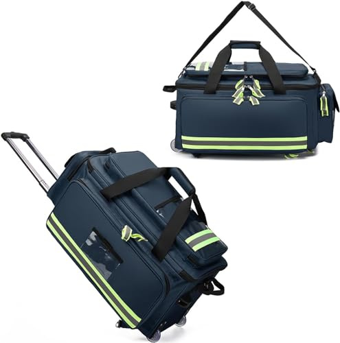 Trousse de premiers secours, sac à roulettes médical de grande capacité, sac de traumatisme pour premiers intervenants, sac de voyage médical d'urgence en plein air, vide avec compartiments amovibles