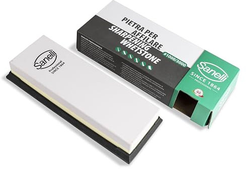 Sanelli Knife Sharpener Whet Stone Combined: Medium Grit #1000 and Fine Grit #3000,