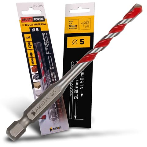 Ø5.0 mm HM Mehrzweckbohrer - Holz, Blech, Gipskarton, Metallprofil, Fliesen, Mauerwerk uvm.- AMBOSS Werkzeuge Multi Force Multifunktionsbohrer Multibohrer 6kant Bohrer für Bohrmaschinen/Akkuschrauber