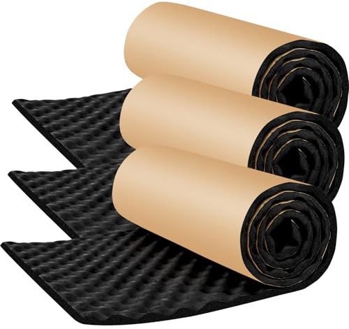 Pamatio 3 Roll 20mm X 50 cm X 2 M = 3㎡ Dämmmatte Auto Selbstklebend Sounddämmung, Anti Dröhn Dämmung Matte, Schalldämmung Schaumstoff, Feuerfest Schallschutz, Wasserdicht Schalldämmmatten