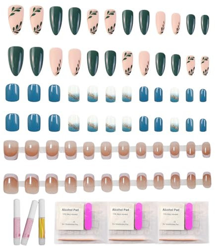 Jicyor 3 Séries Faux Ongles Court Français, Soft Gel Carrés Press on Ongles, Couverture French Capsules Ongles, Acrylique Bâton sur Les Ongles avec Autocollants Adhesif Press on Nails (72 Pièces)